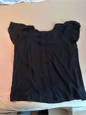 Worthington Black Short Sleeve Pintuck Front Blouse